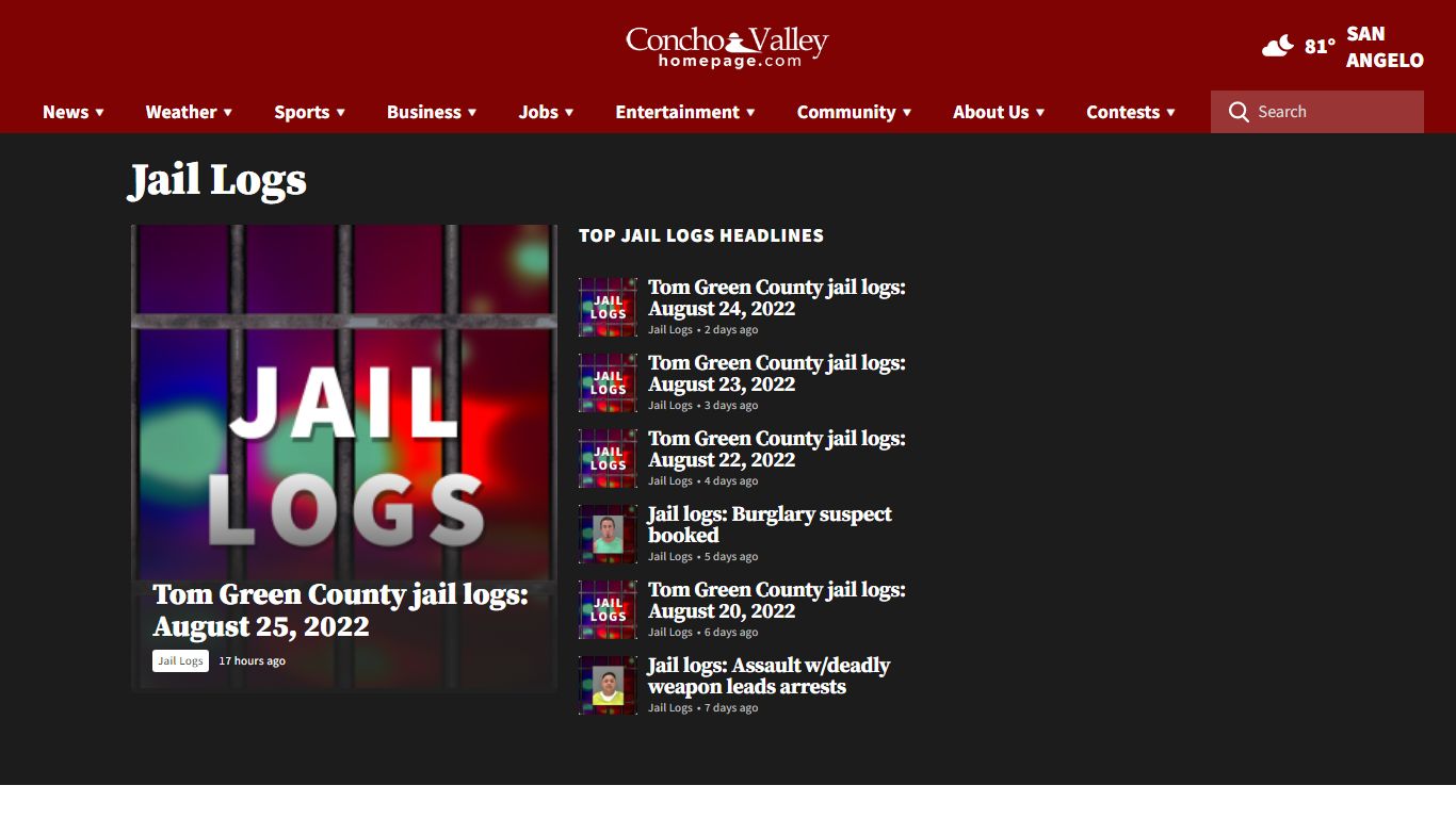 Jail Logs | ConchoValleyHomepage.com